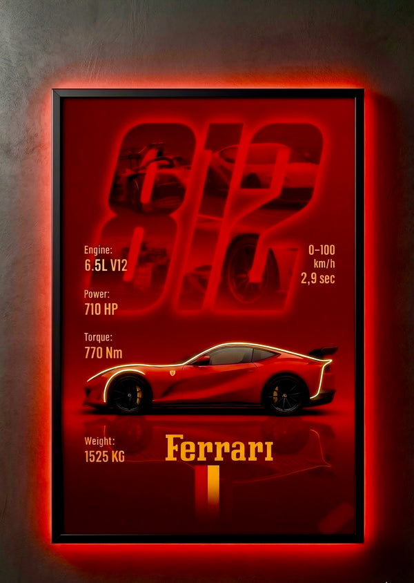 Ferrari 812 Superfast Neon Glow Spec Frame