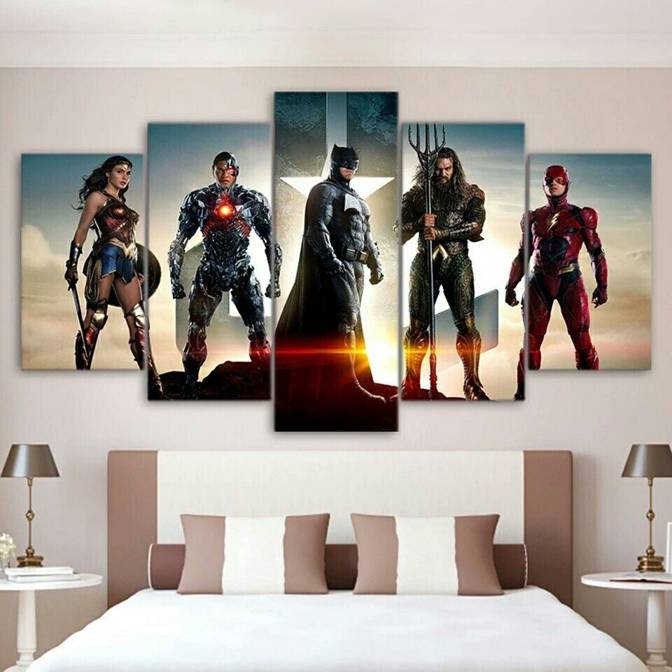 JUSTICE LEAGUE Set of 5 ACRYLIC WALL FRME