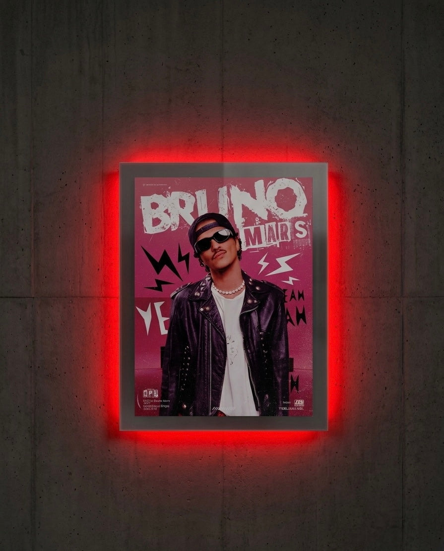 BRUNO MARS NEON WALL FRAME