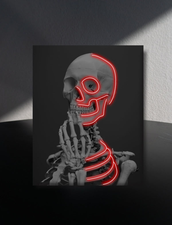 SKELETON RED NEON ART